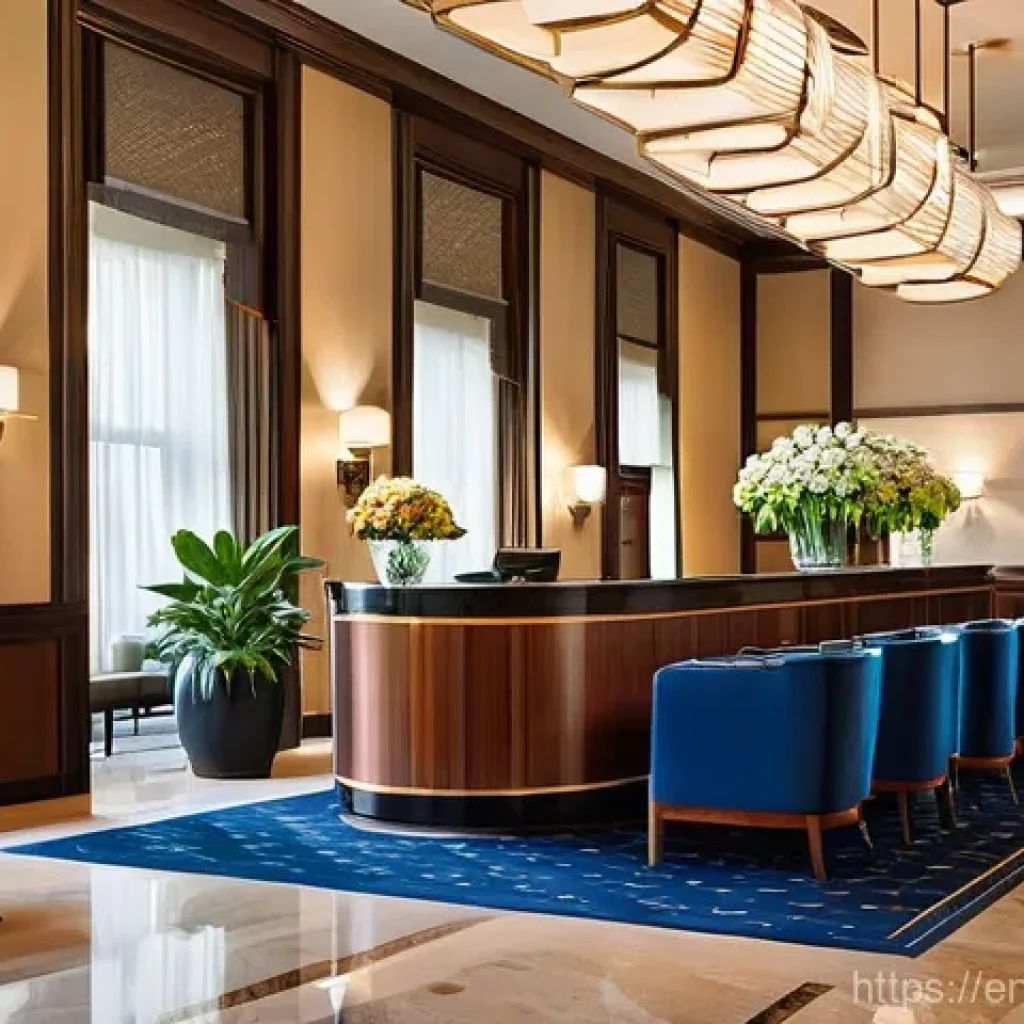 호텔 고객 서비스 품질 향상 비법 - **Prompt 1: Seamless Grand Arrival**
    A warmly lit, elegant hotel lobby with high ceilings and so...